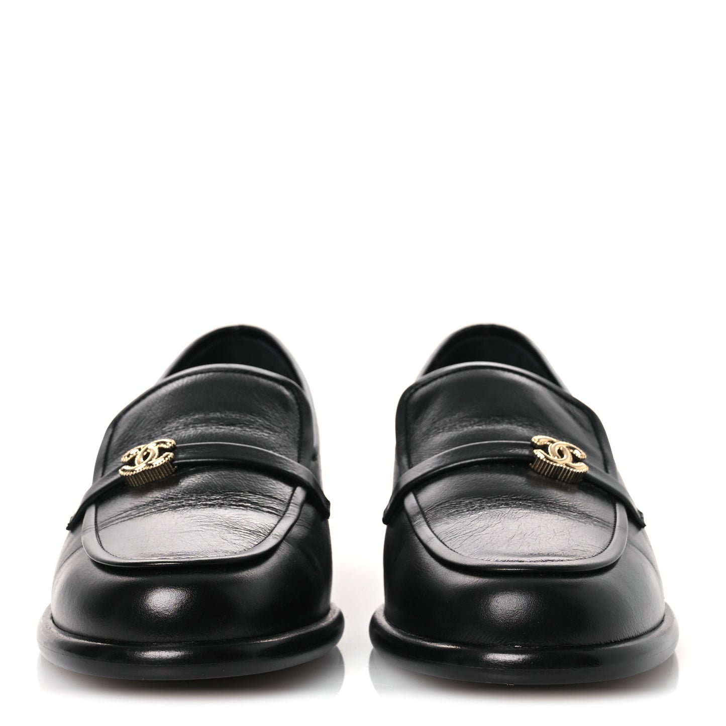 Shiny Calfskin CC Moccasins 41 Black