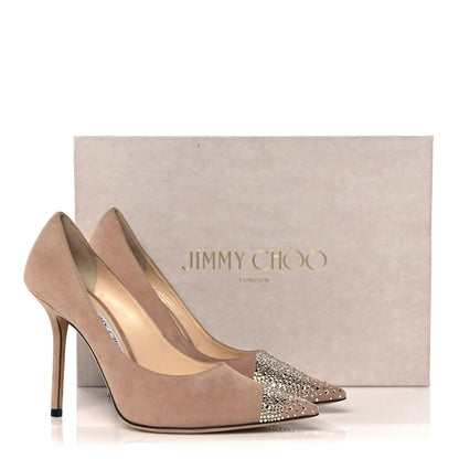 Jimmy Choo Suede Crystal Embellished Love 100 Pumps 37 Ballet Pink 7 of 7