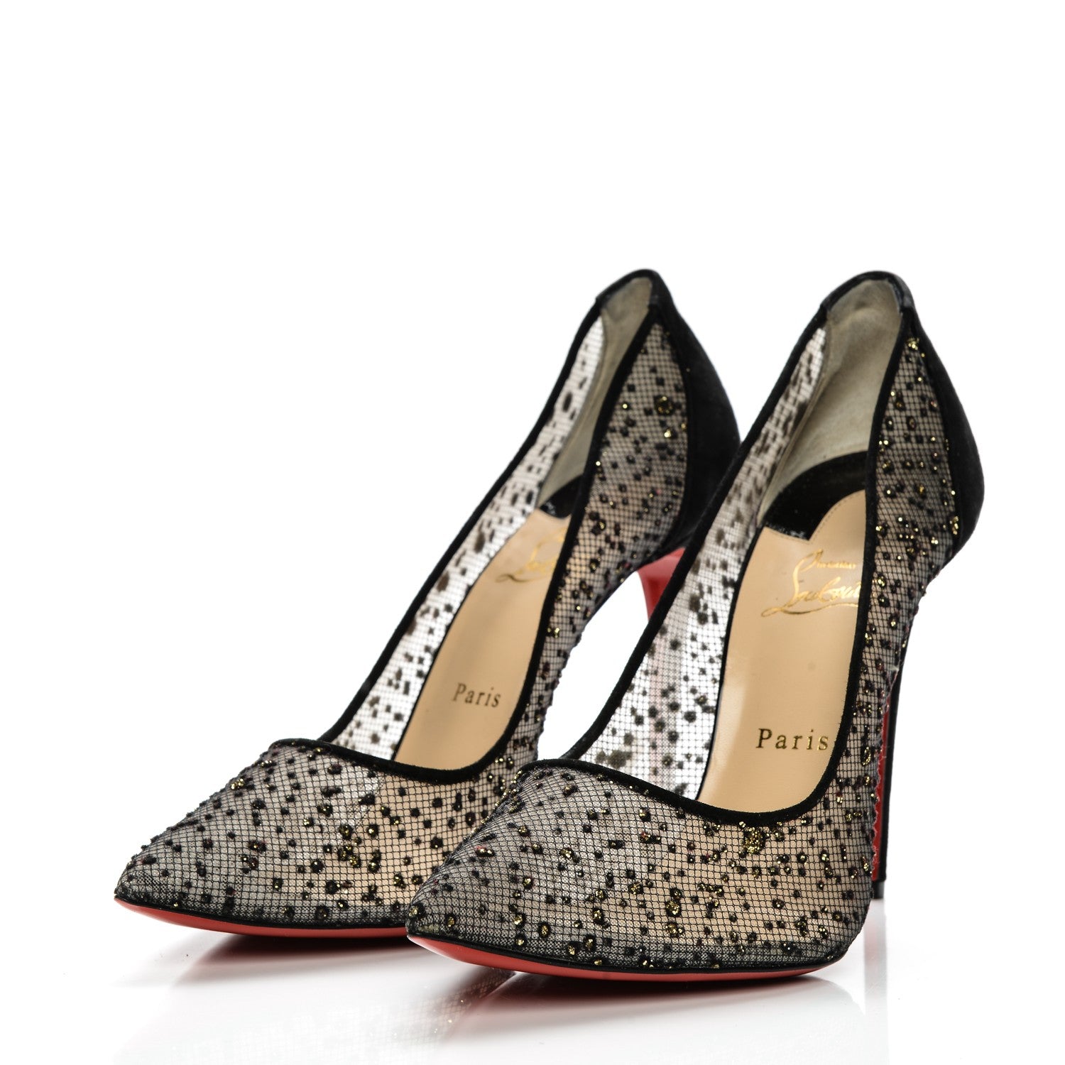 Christian Louboutin Tulle Glitter Follies Lace 100 Pumps 42 Black 3 of 8