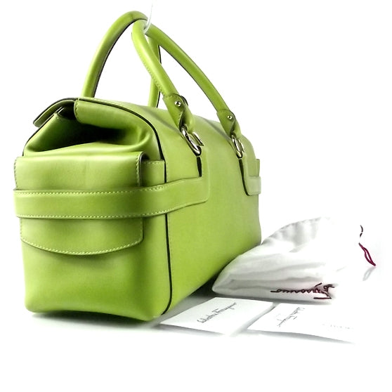 FASHIONPHILE SALVATOREFERRAGAMOLeatherSatchelLimeGreen 3 of 8