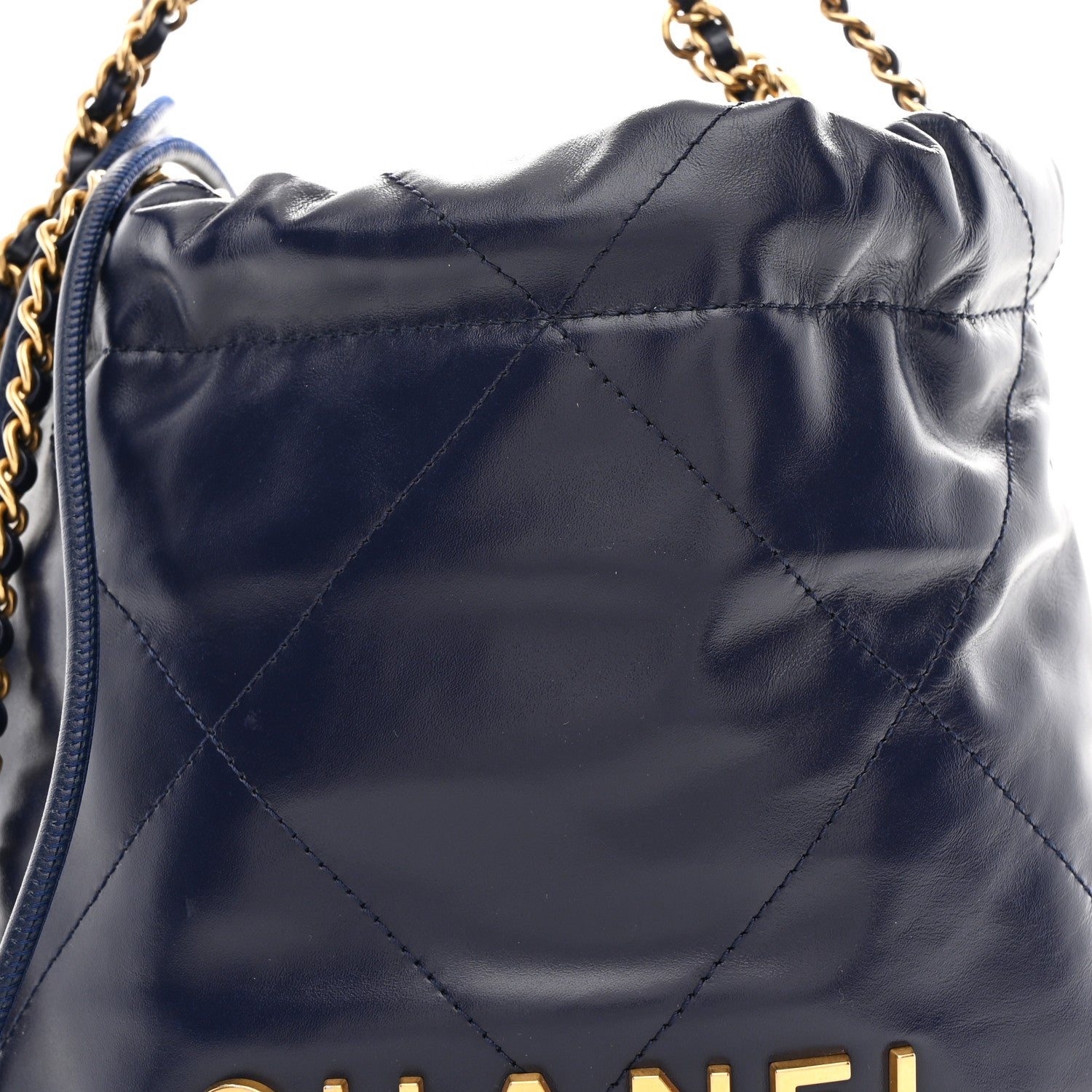 Chanel Shiny Calfskin Quilted Mini Chanel 22 Navy Blue 8 of 10