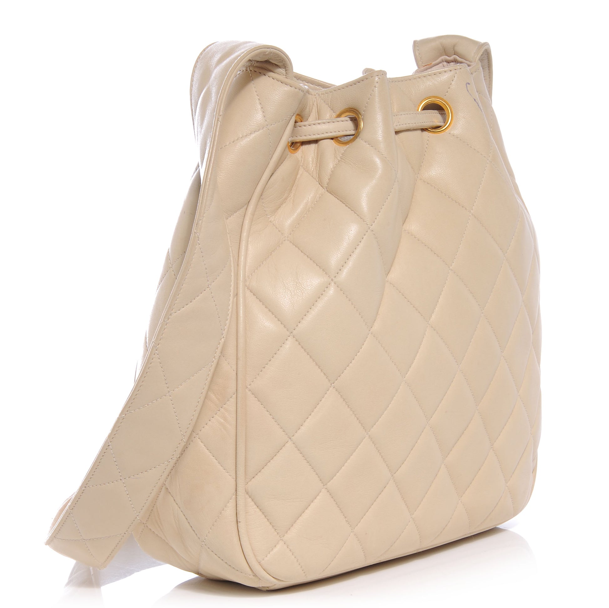 Chanel Lambskin Drawstring Shoulder Bag Beige 3 of 8