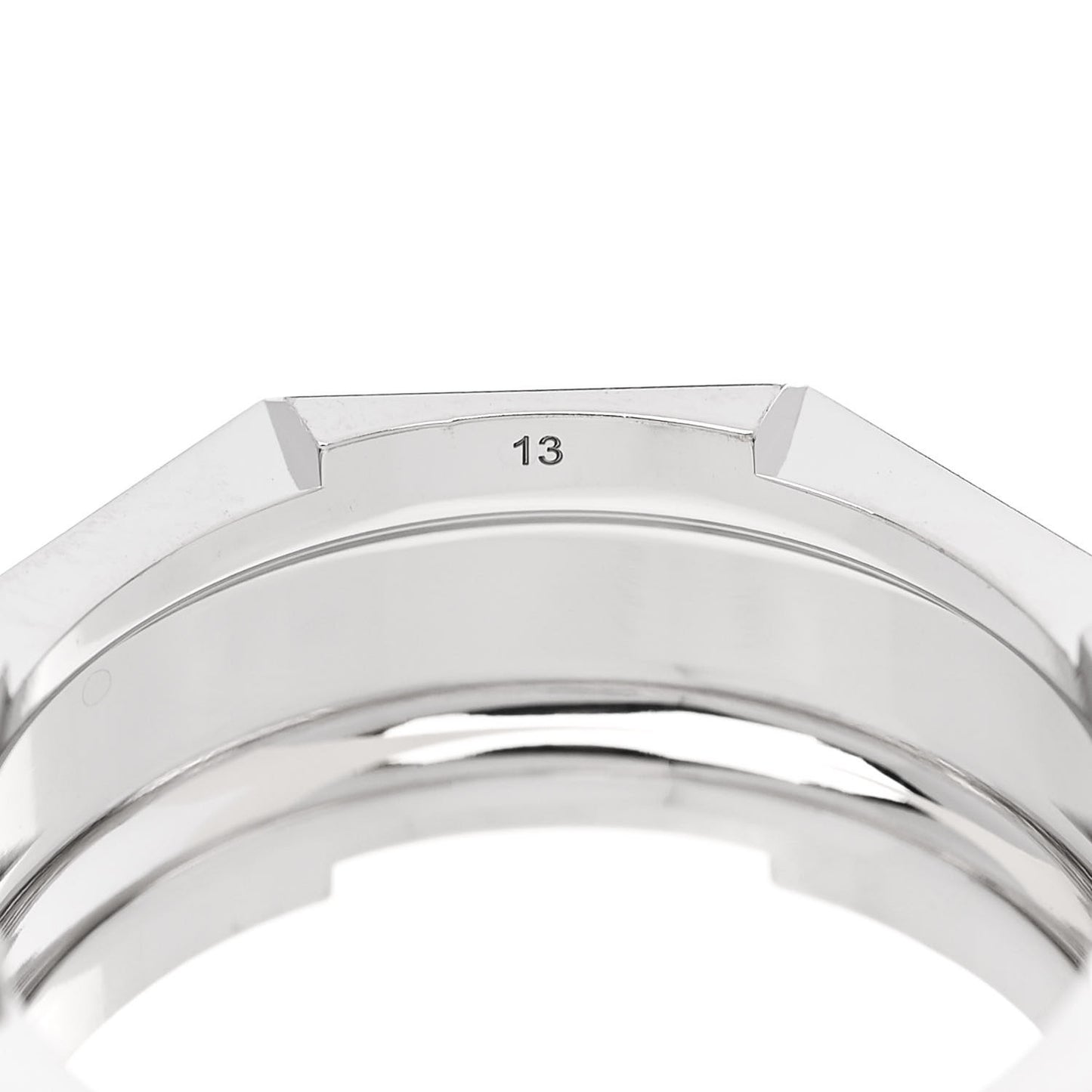 18K White Gold 9mm Link To Love Stud Ring 53 6.25