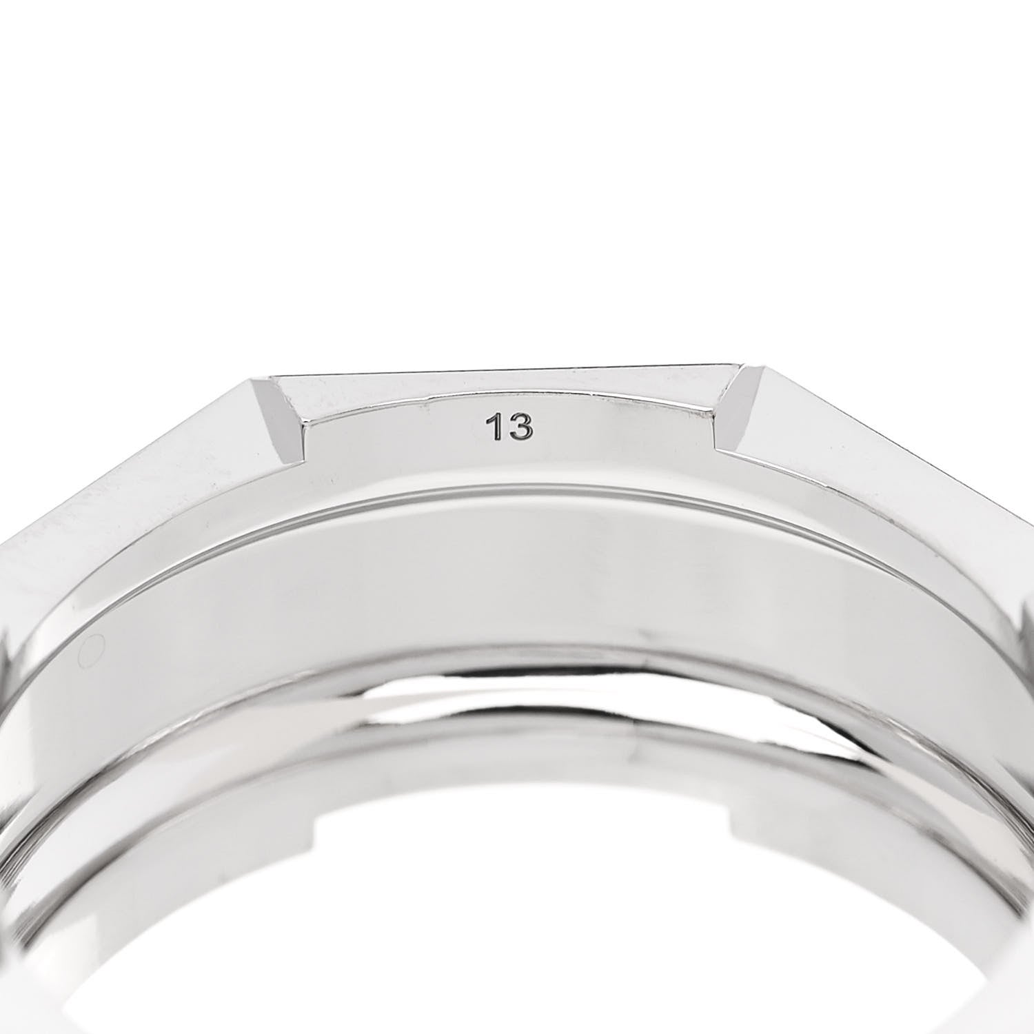 Gucci 18K White Gold 9mm Link To Love Stud Ring 53 6.25 6 of 6