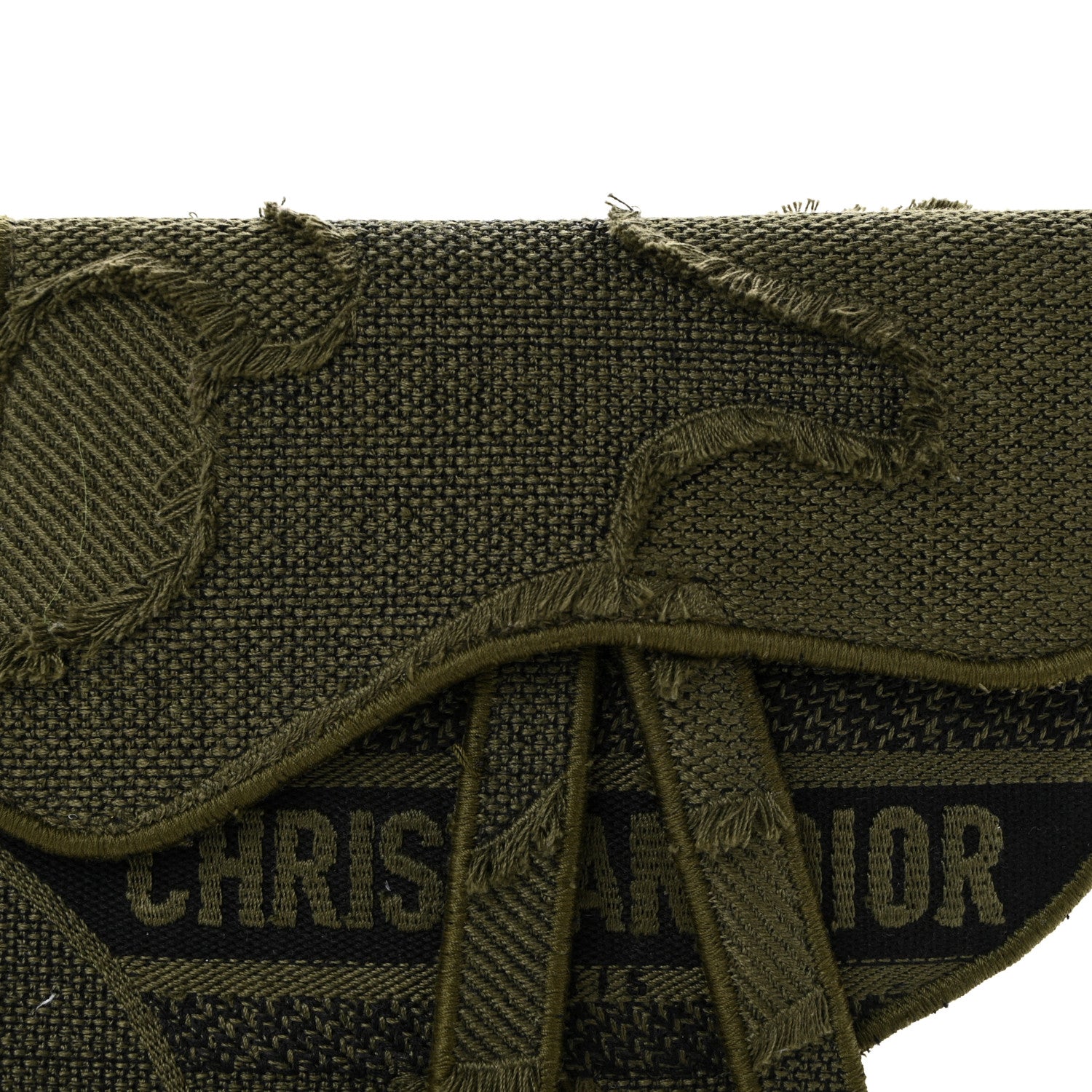 Christian Dior Canvas Embroidered Camouflage Saddle Belt Bag Green 8 of 10