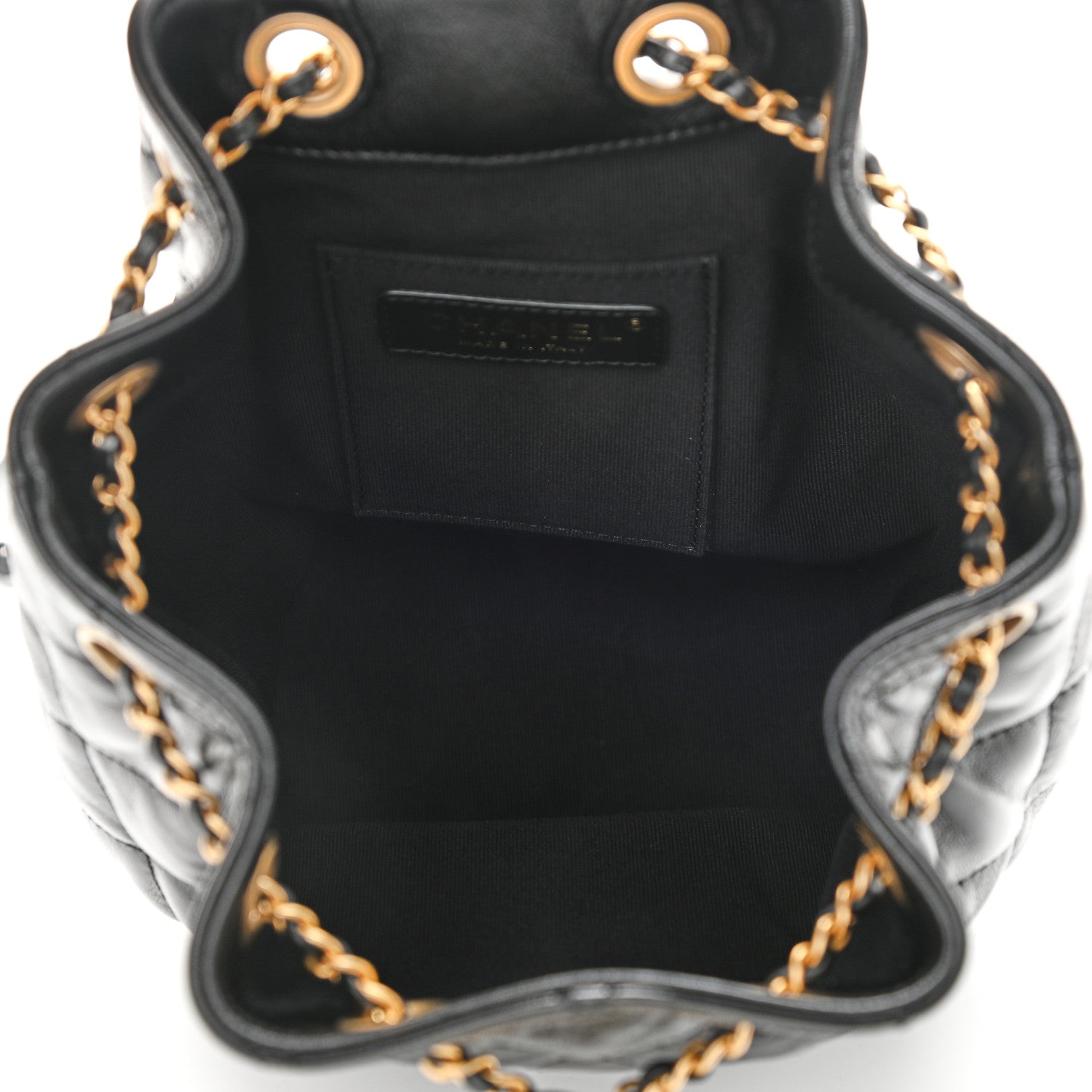 Chanel Calfskin Quilted CC Chain Bucket Backpack Black 5 of 11