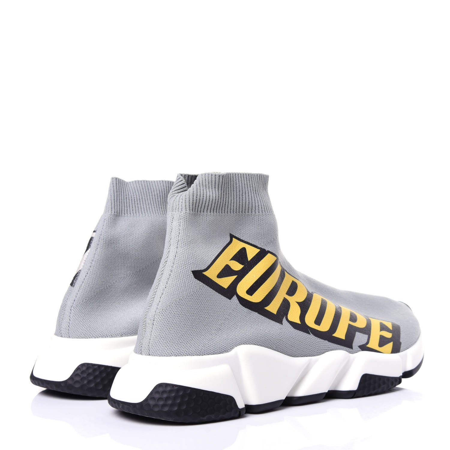 Balenciaga Neoprene Knit Europe Print Womens Speed Sneakers 40 Gris Jaune Black 3 of 9
