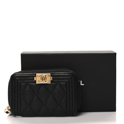 Chanel Caviar Quilted Boy Zip Around Coin Purse Wallet Black 8 of 8