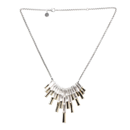 John Hardy Sterling Silver 18K Yellow Gold Bamboo Bib Necklace 3 of 5