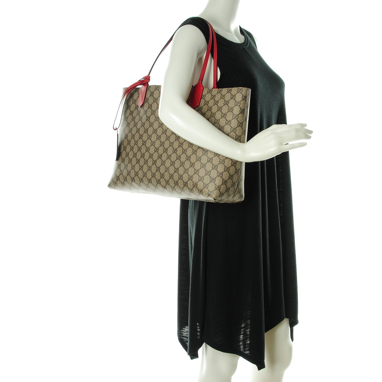 Gucci GG Supreme Monogram Medium Reversible Tote Beige Red 2 of 7