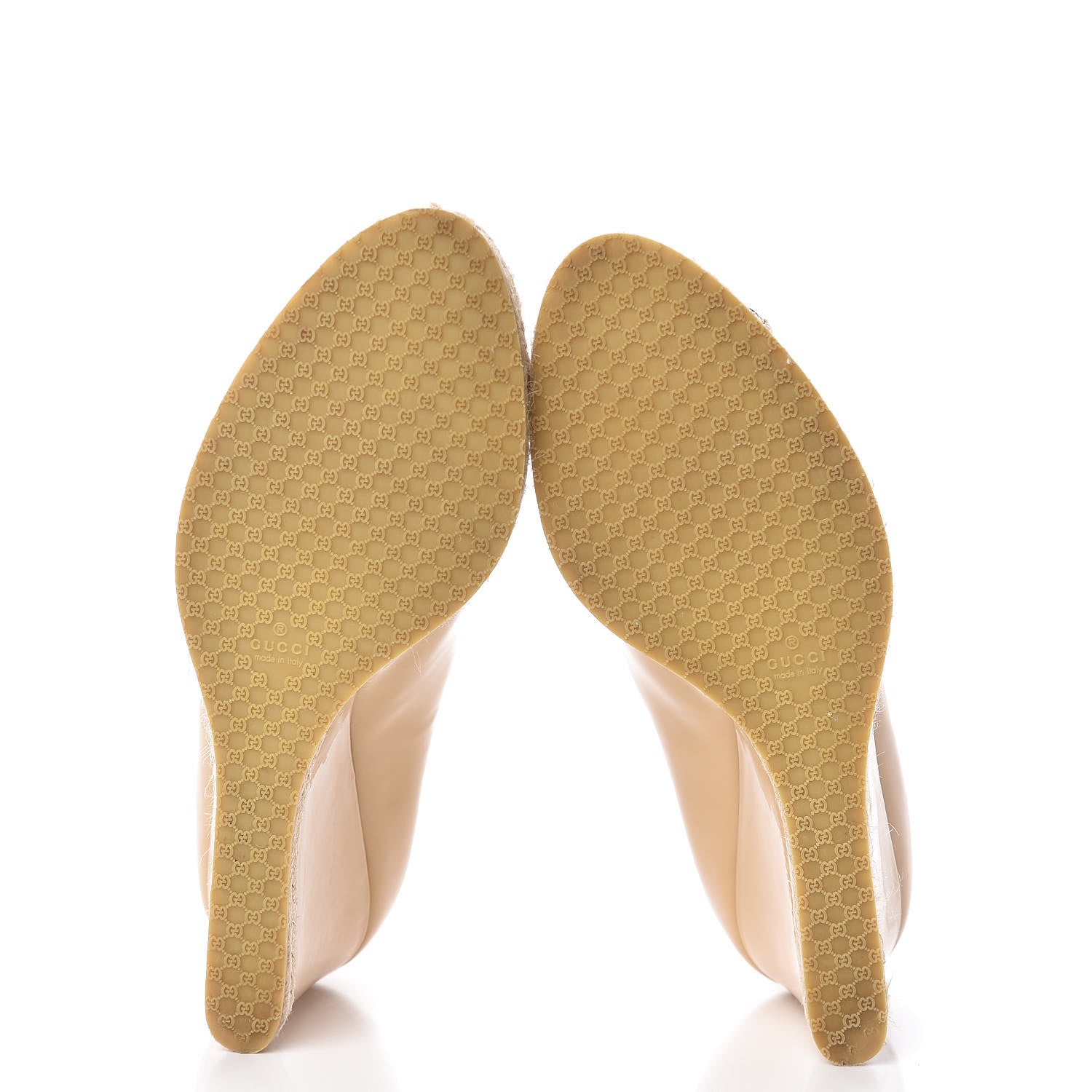 Gucci Vernice Crystal Horsebit Open Toe Espadrille Wedges 39 Beige 7 of 13