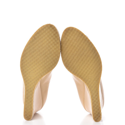Gucci Vernice Crystal Horsebit Open Toe Espadrille Wedges 39 Beige 7 of 13