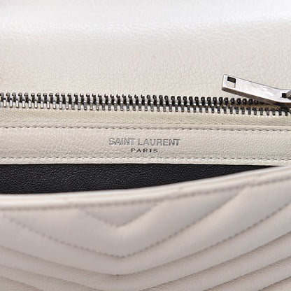 Saint Laurent Sheepskin Matelasse Chevron Monogram Medium College Bag Dove White 6 of 11