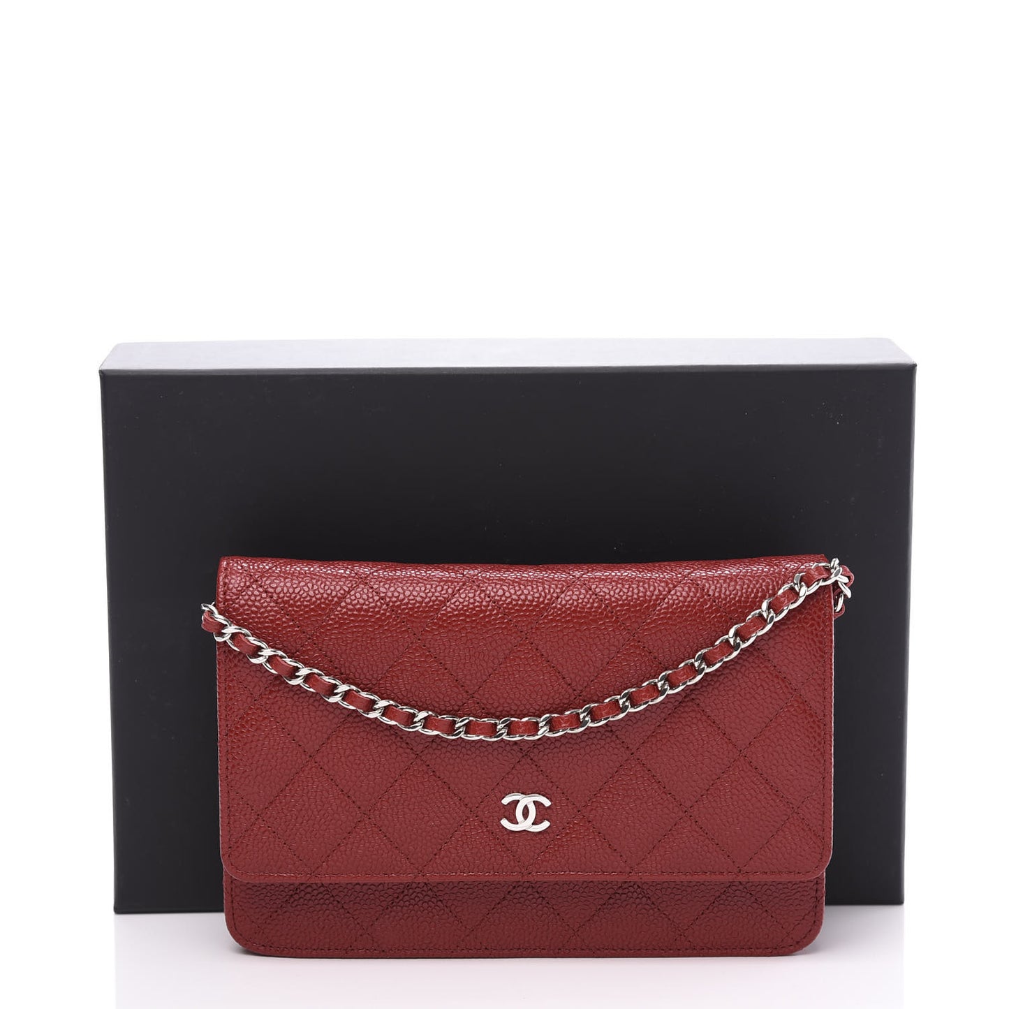 Caviar Quilted Wallet on Chain WOC Red