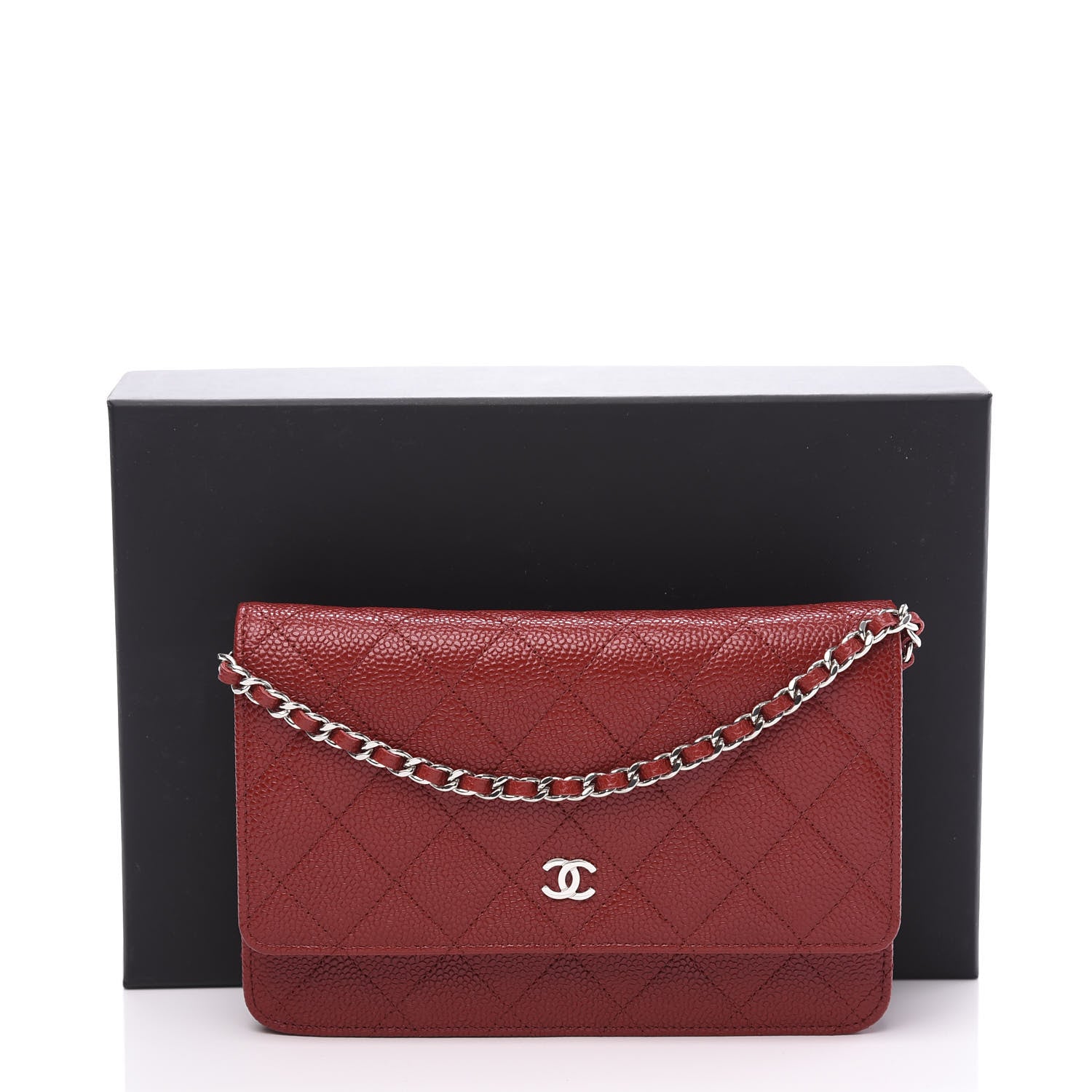 Chanel Caviar Quilted Wallet on Chain WOC Red 11 of 11