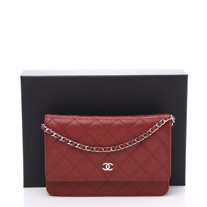 Chanel Caviar Quilted Wallet on Chain WOC Red 11 of 11
