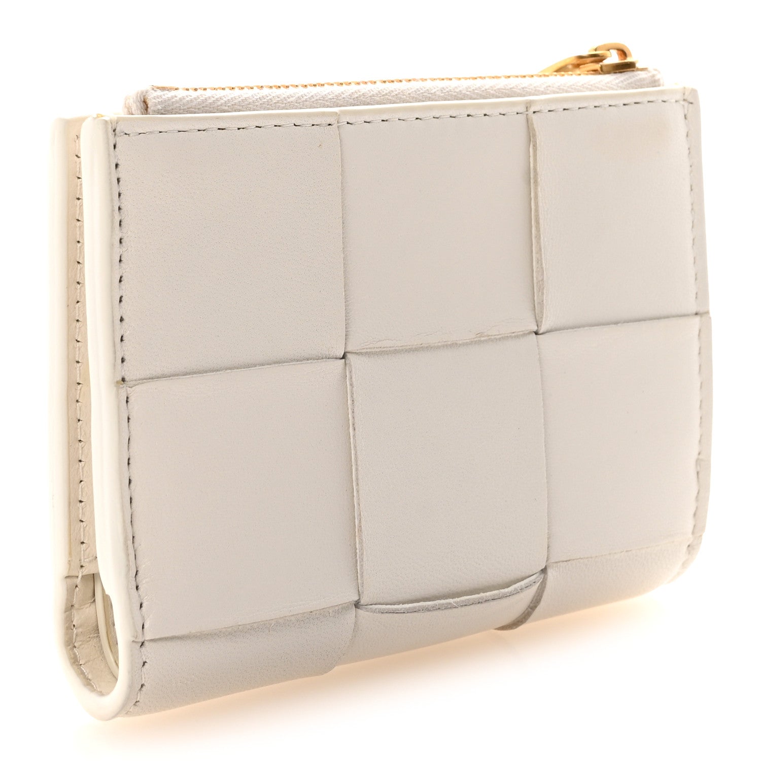 Bottega Veneta Nappa Maxi Intrecciato Bifold Zip Wallet White 3 of 7