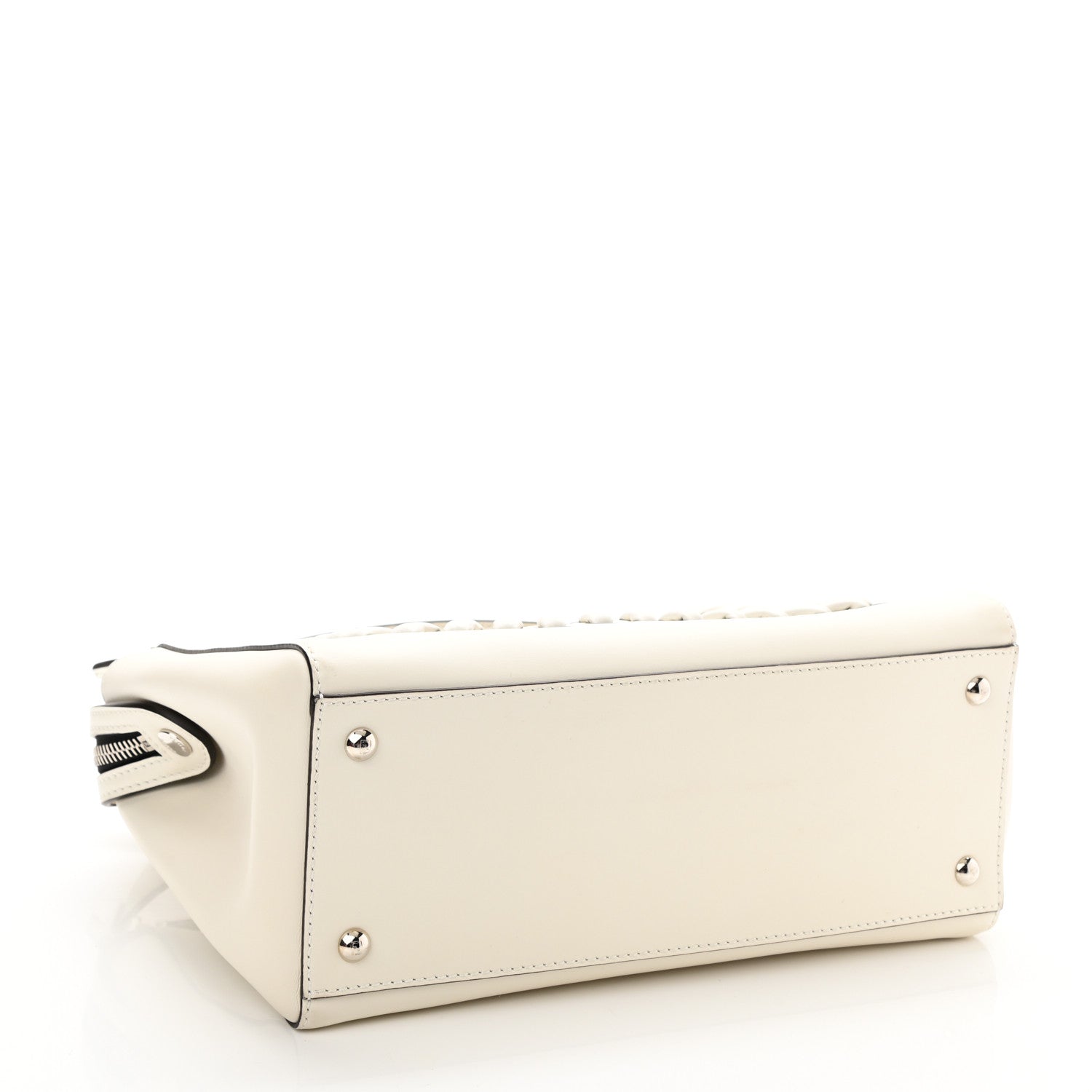 Fendi Vitello Baltico Dolce Shiny Nappa Lace Up DotCom Satchel White Parrot 5 of 13