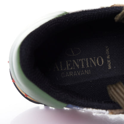 Valentino Garavani Nappa Fabric Suede Camubutterfly Womens Rockrunner Sneakers 37 Multicolor 9 of 10