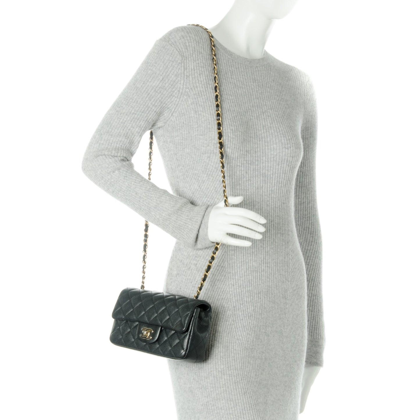 Caviar Quilted Mini Rectangular Flap Black