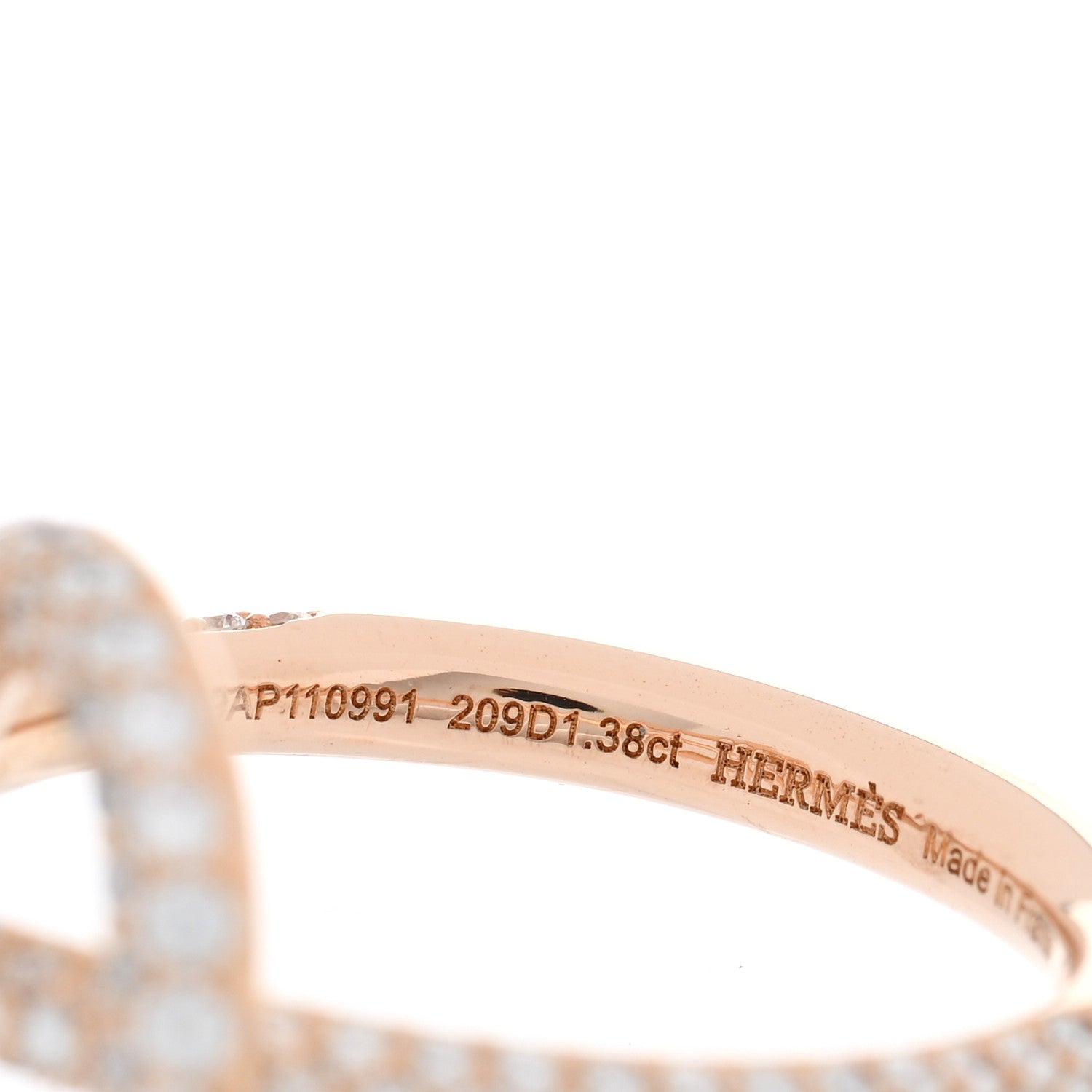 Hermes 18K Rose Gold Diamond PM Echappee Full Pave Ring 52 6 4 of 5