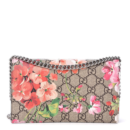 Gucci GG Supreme Monogram Blooms Chain Wallet Beige Multicolor Dry Rose 1 of 13