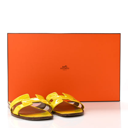 Hermes Patent Oran Sandals 39 Paille 13 of 13