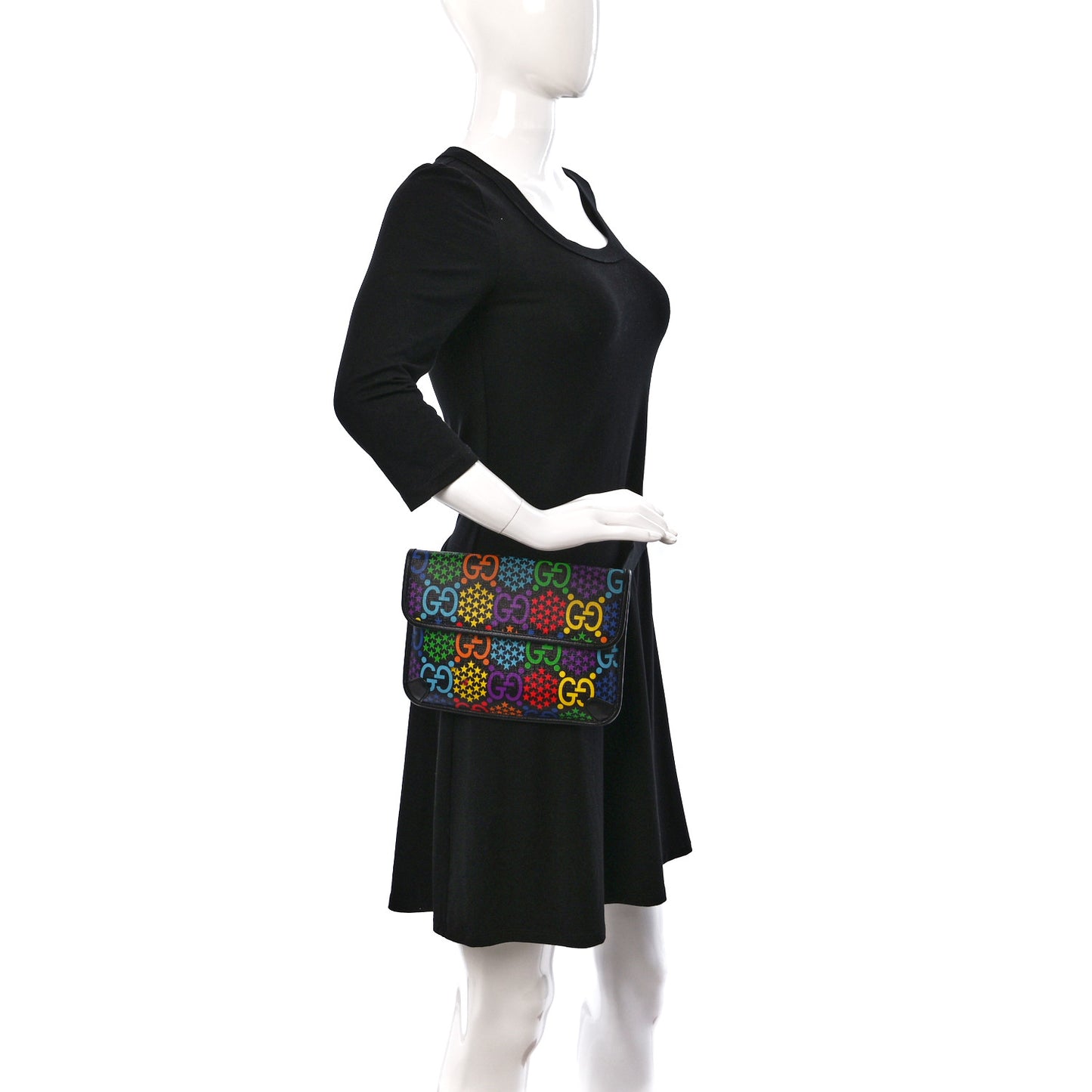 GG Supreme Monogram Psychedelic Slim Belt Bag Black