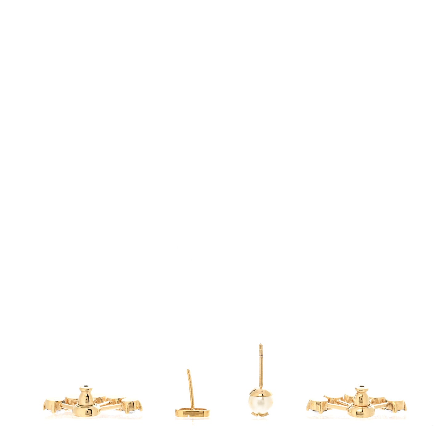 Crystal Pearl Petite CD Earrings Gold