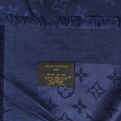 Louis Vuitton Silk Wool Monogram Shawl Night Blue 4 of 4