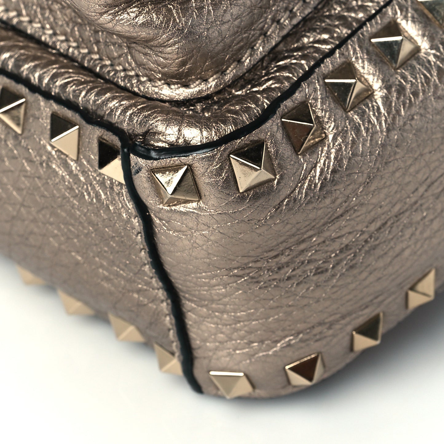 Metallic Pebbled Calfskin Mini Rockstud Backpack Sasso