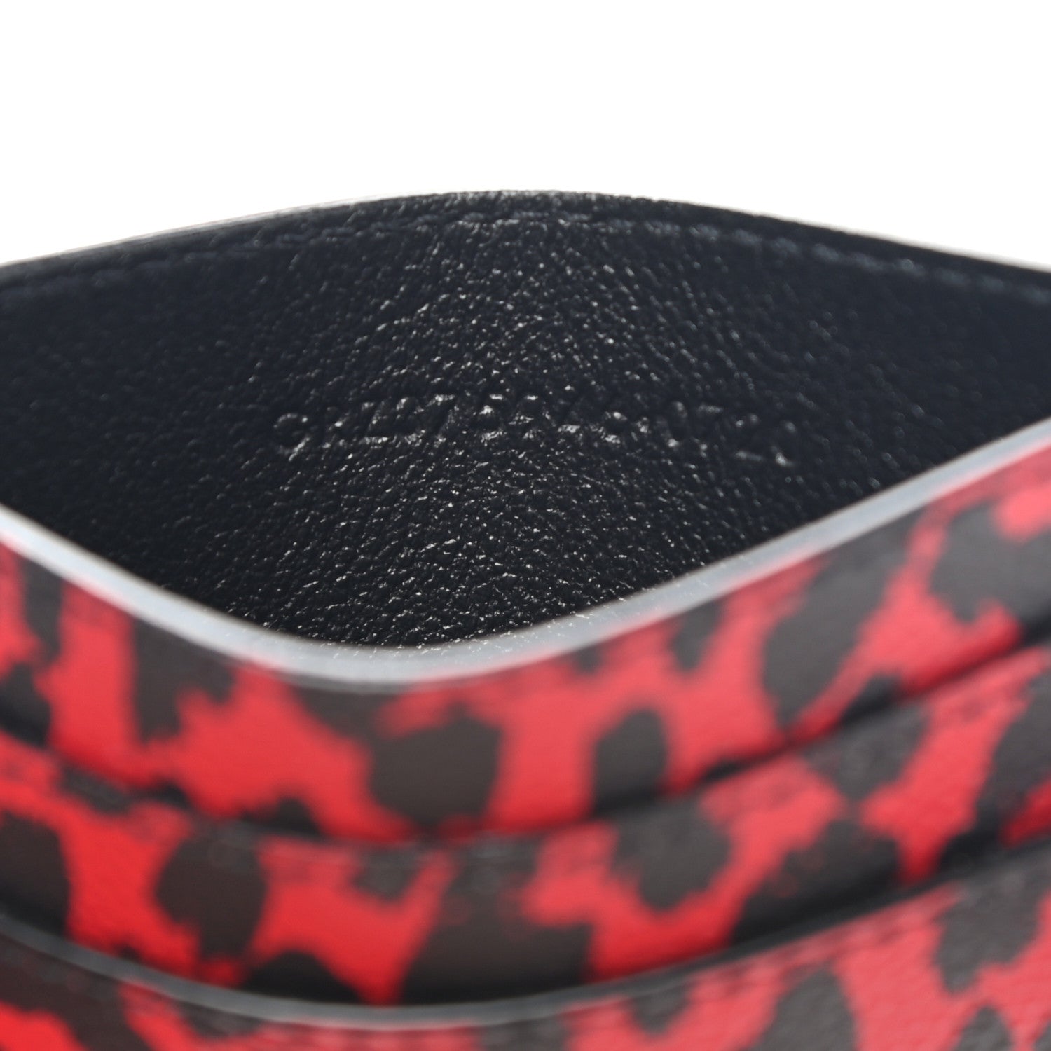 Saint Laurent Grain De Poudre Baby Cat Print Card Case Rouge Eros Black 7 of 8