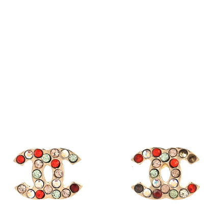 Chanel Metal Crystal CC Earrings Gold Multicolor 1 of 5