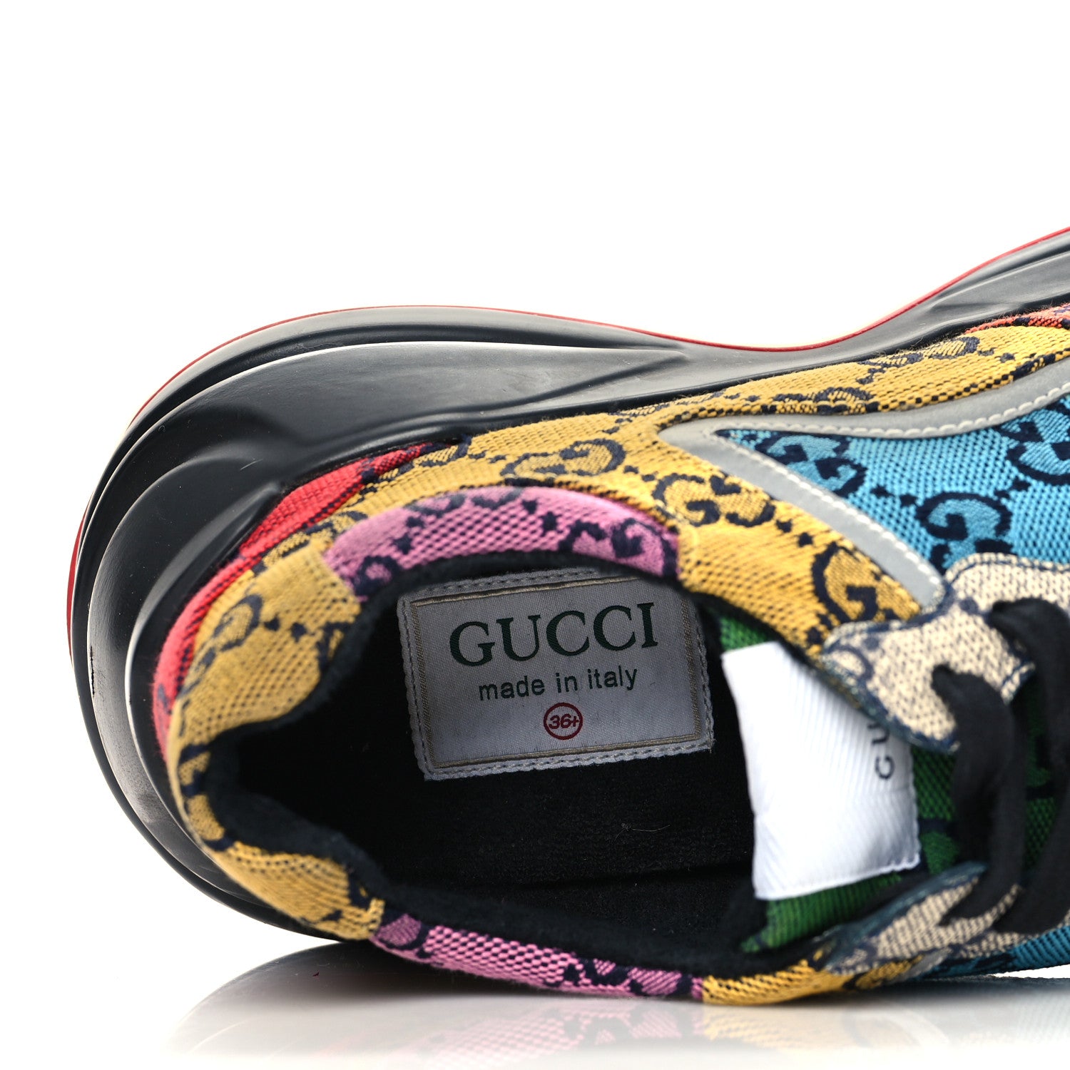 Gucci Monogram Multicolor GG Supreme Monogram Womens Rhyton Sneakers 36.5 Multicolor 8 of 8