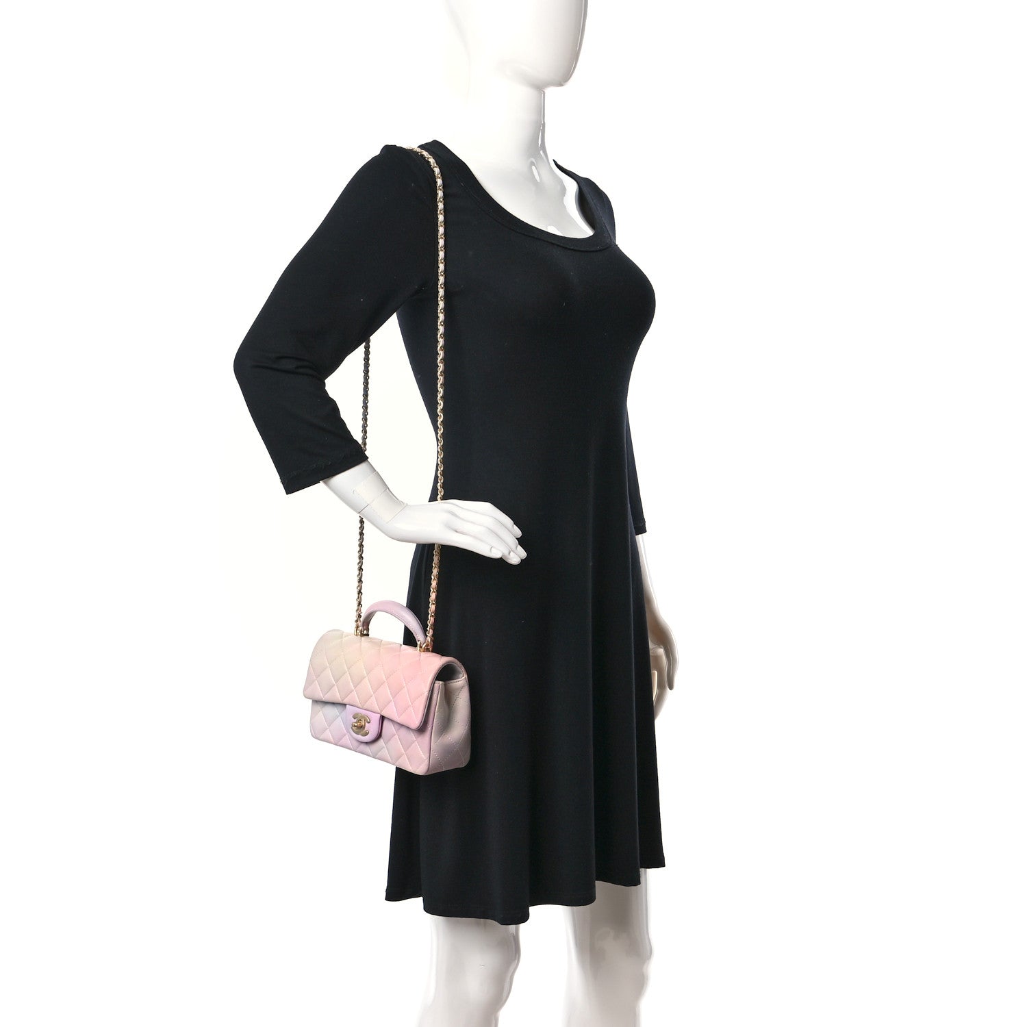 Chanel Lambskin Quilted Ombre Mini Top Handle Rectangular Flap Pink Multicolor 3 of 9