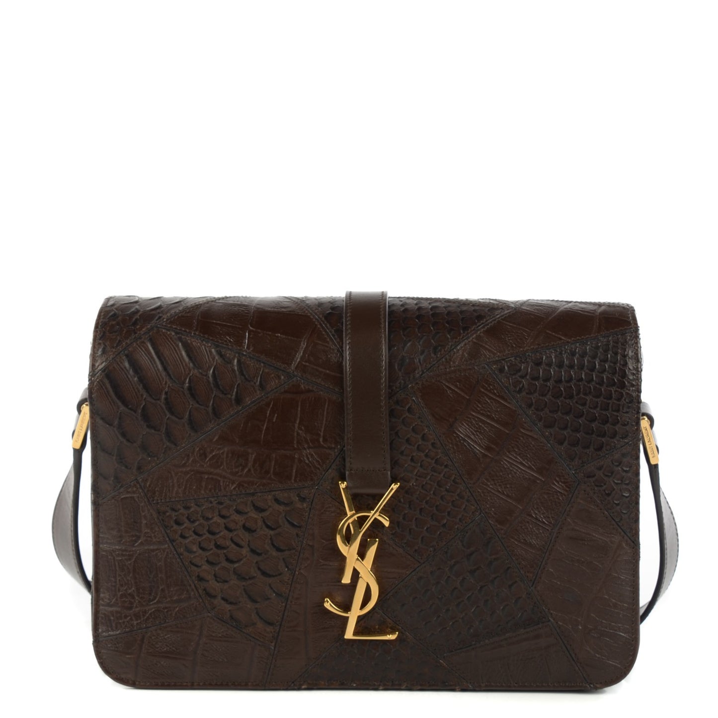 Reptile Calfskin Embossed Patchwork Medium Animal Monogram Universite Bag Brown