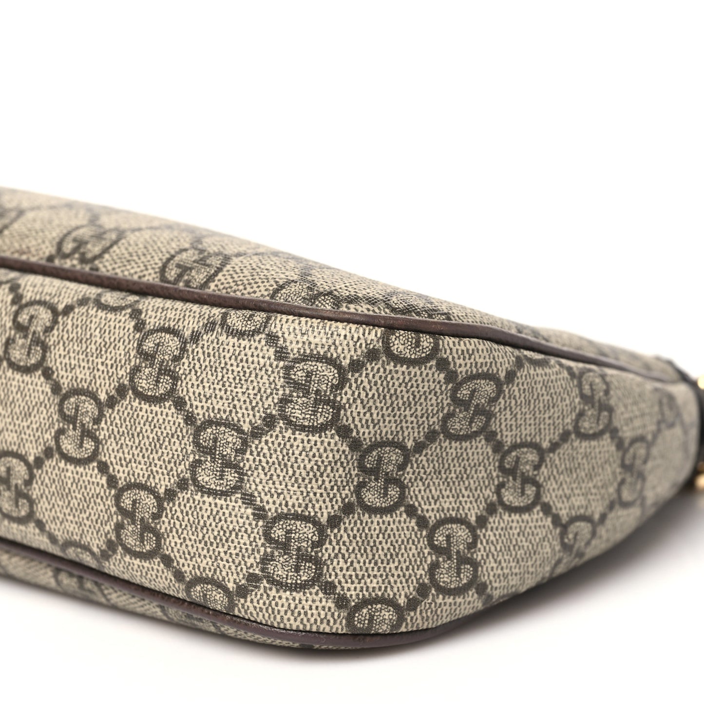 GG Supreme Monogram Textured Dollar Calfskin Web Small Ophidia GG Handbag Beige Ebony New Acero