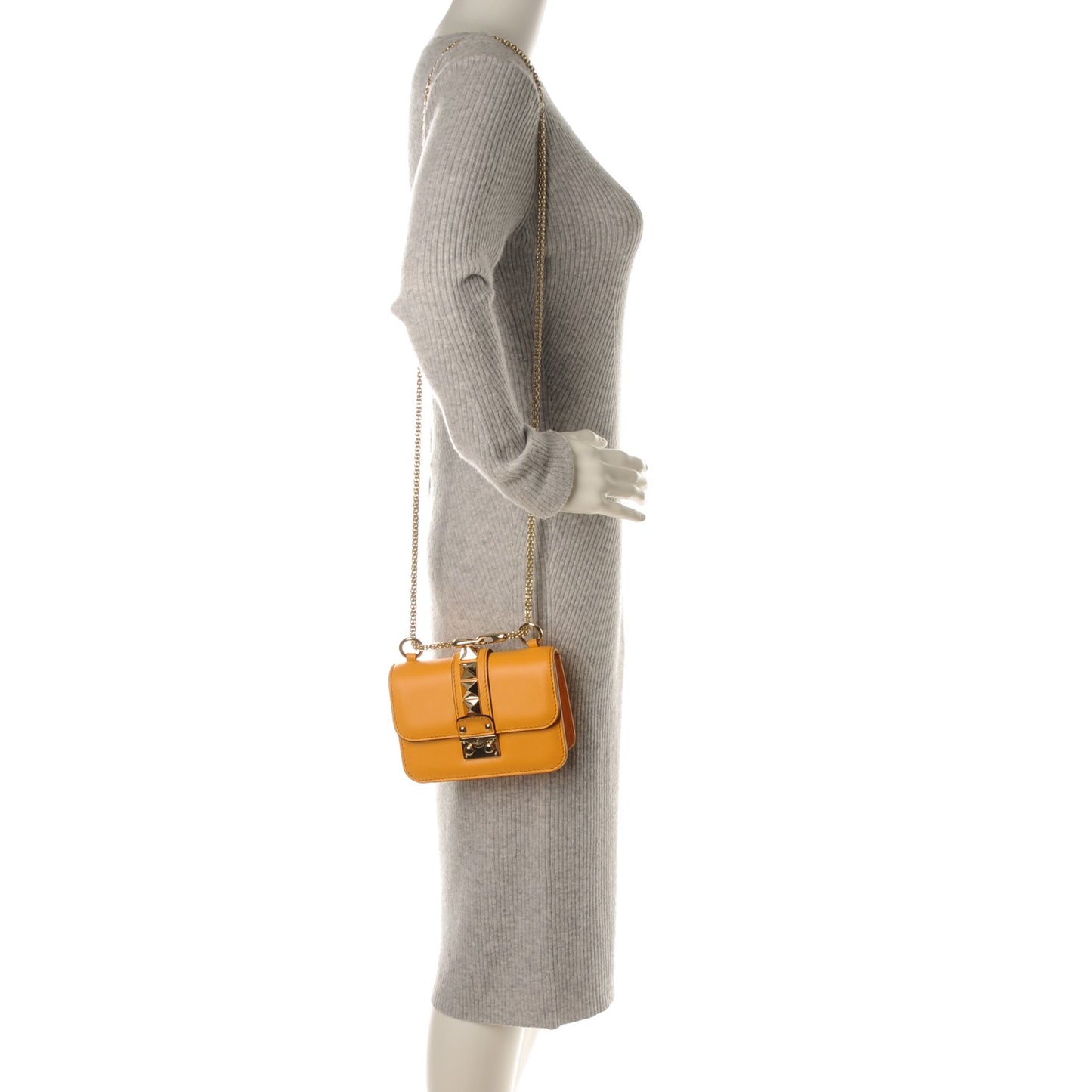 Vitello Mini Glam Lock Rockstud Flap Mandarin Sorbet
