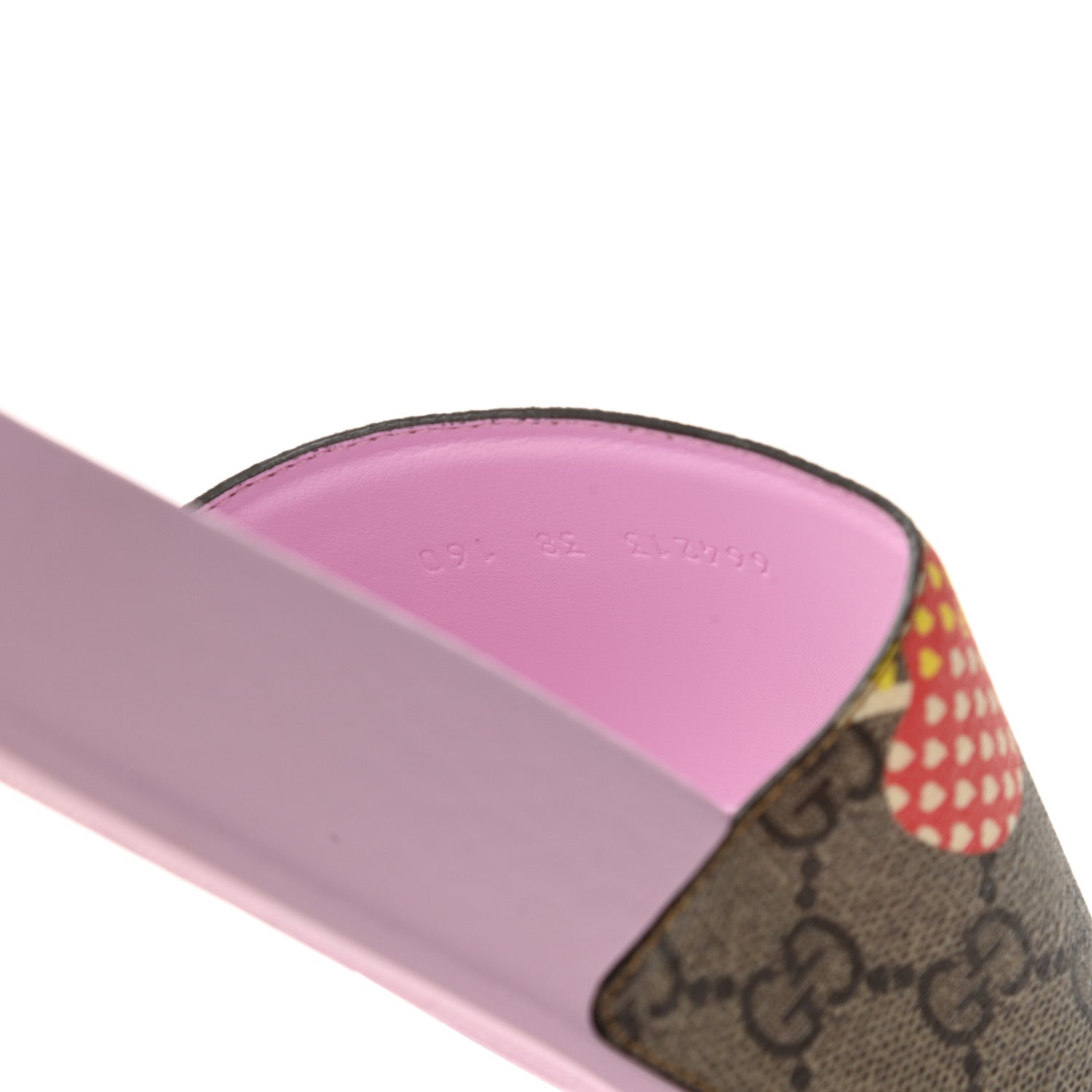 Gucci GG Supreme Monogram Apple Slide Sandals 38 Pink Multicolor 8 of 10