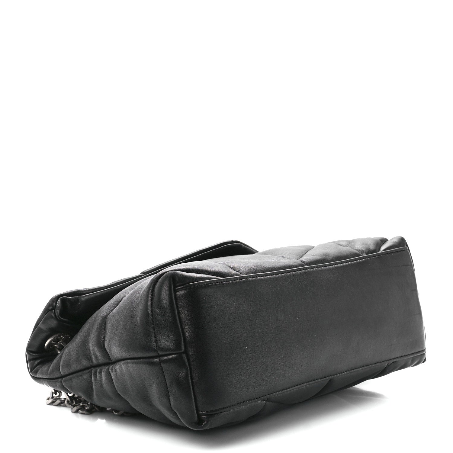 Saint Laurent Lambskin Quilted Small Loulou Puffer Monogram Chain Satchel Black 4 of 12