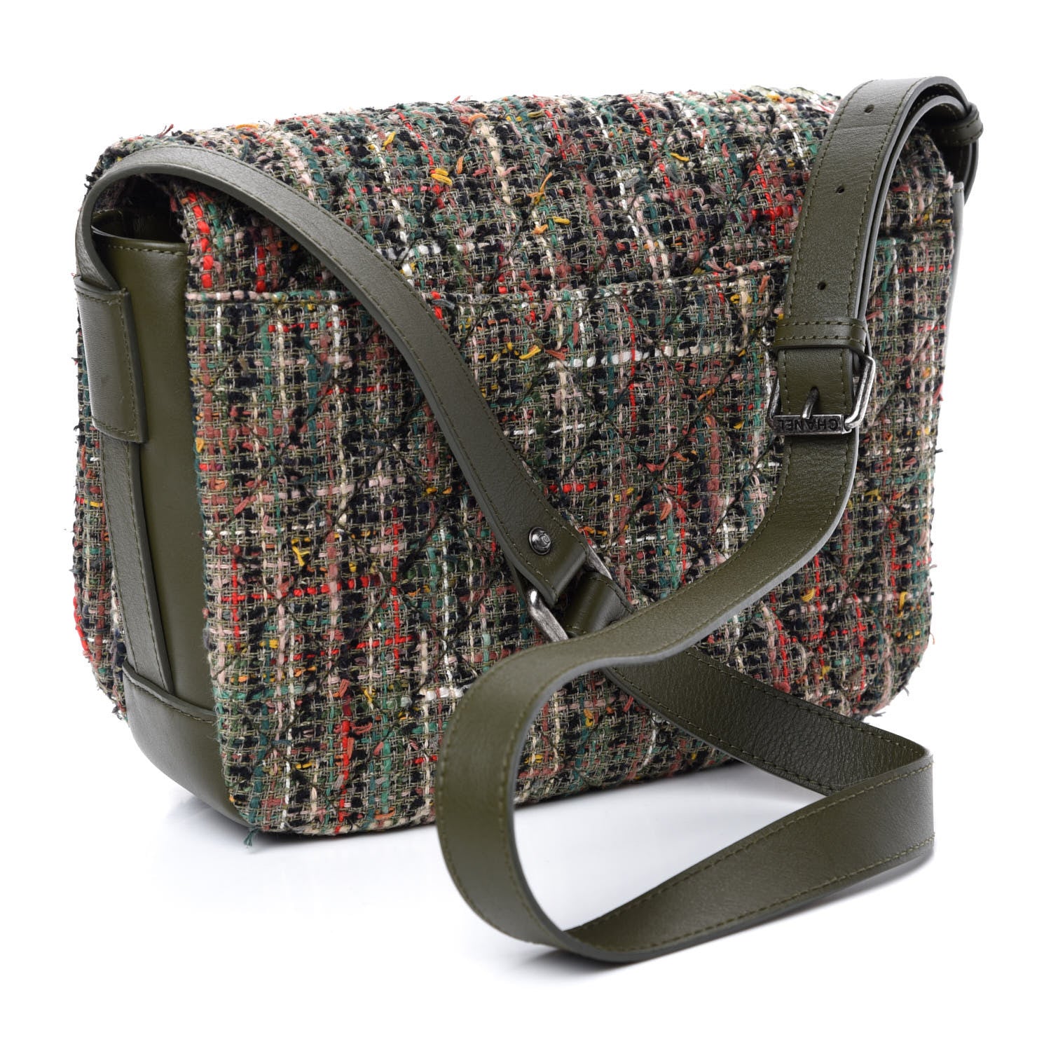 Chanel Tweed Sequins Havana Stroll Messenger Khaki 3 of 11