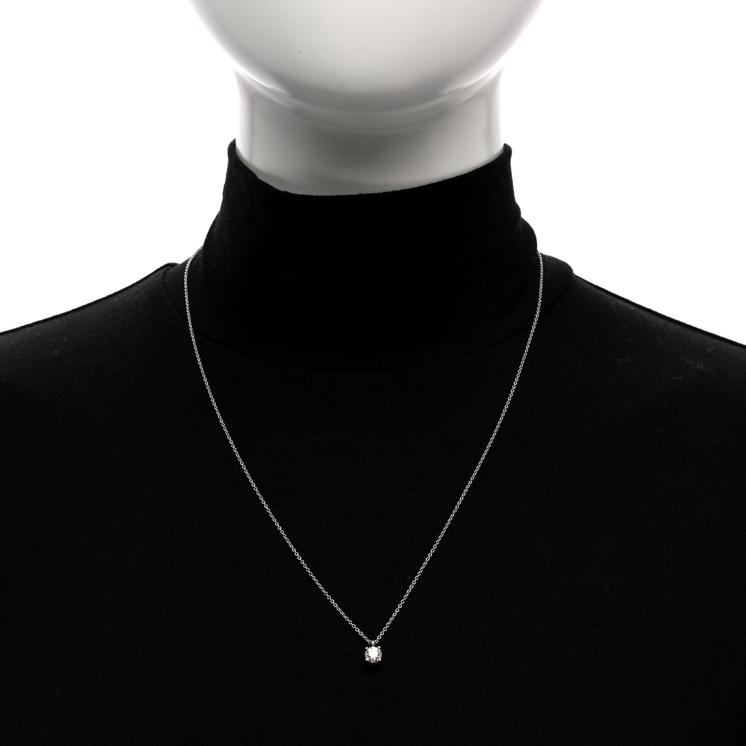 Tiffany Platinum Diamond .51ct Solitaire Pendant Necklace 3 of 5
