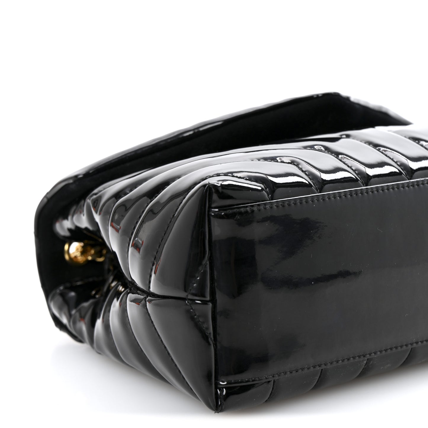 Patent Y Quilted Monogram Small Loulou Chain Satchel Black