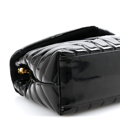 Saint Laurent Patent Y Quilted Monogram Small Loulou Chain Satchel Black 9 of 11