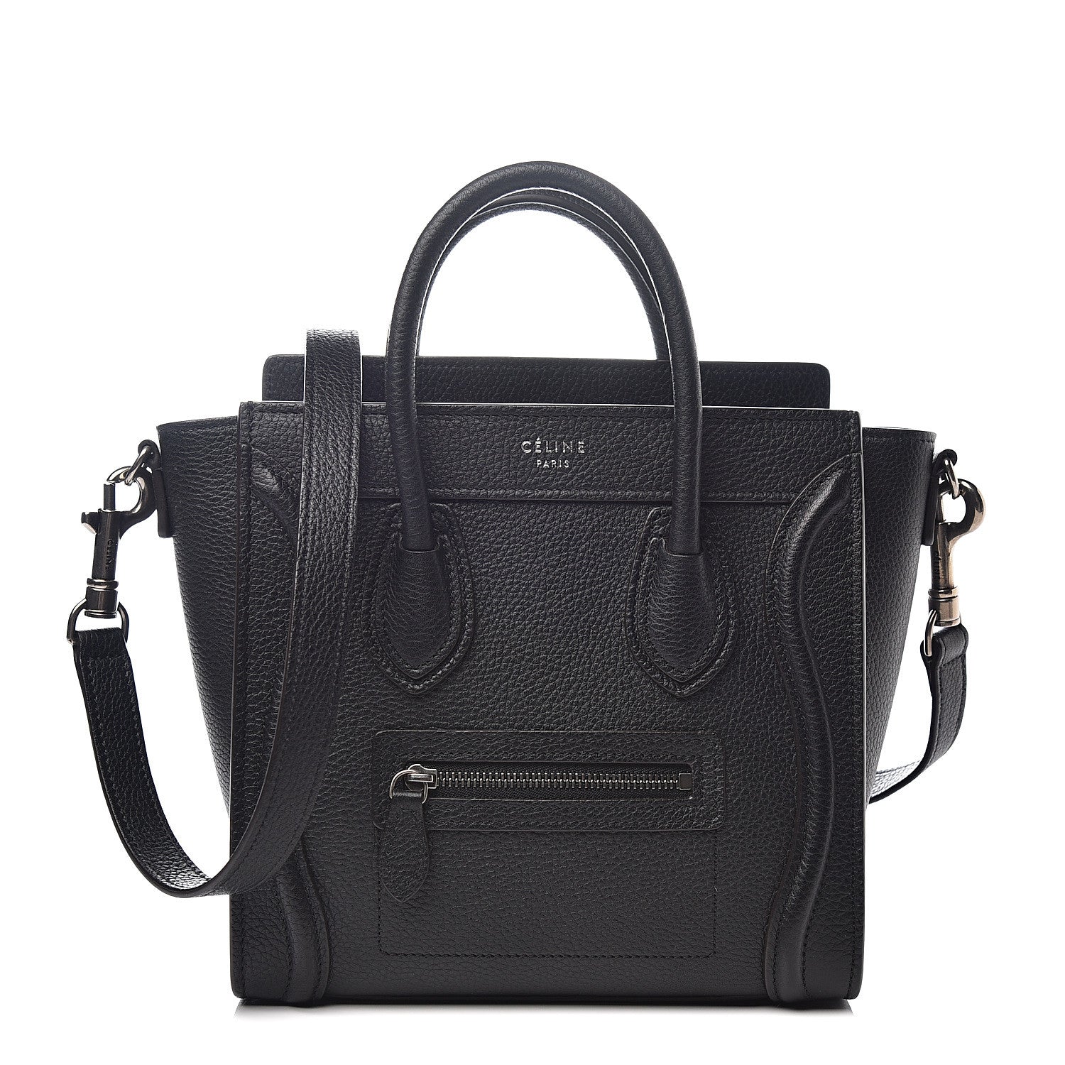 Celine Drummed Calfskin Nano Luggage Black 1 of 8