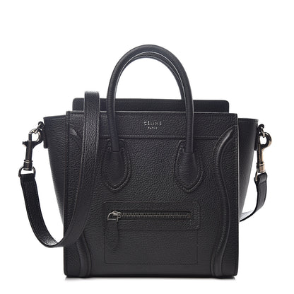 Celine Drummed Calfskin Nano Luggage Black 1 of 8