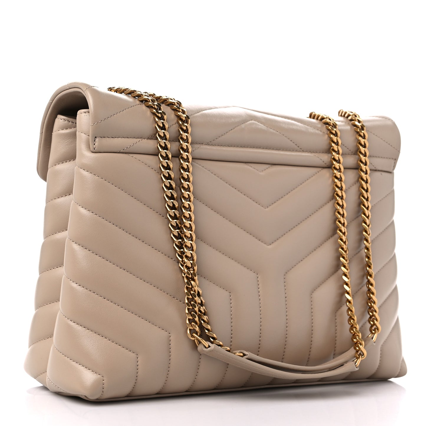 Calfskin Y Quilted Monogram Medium Loulou Chain Satchel Light Natural