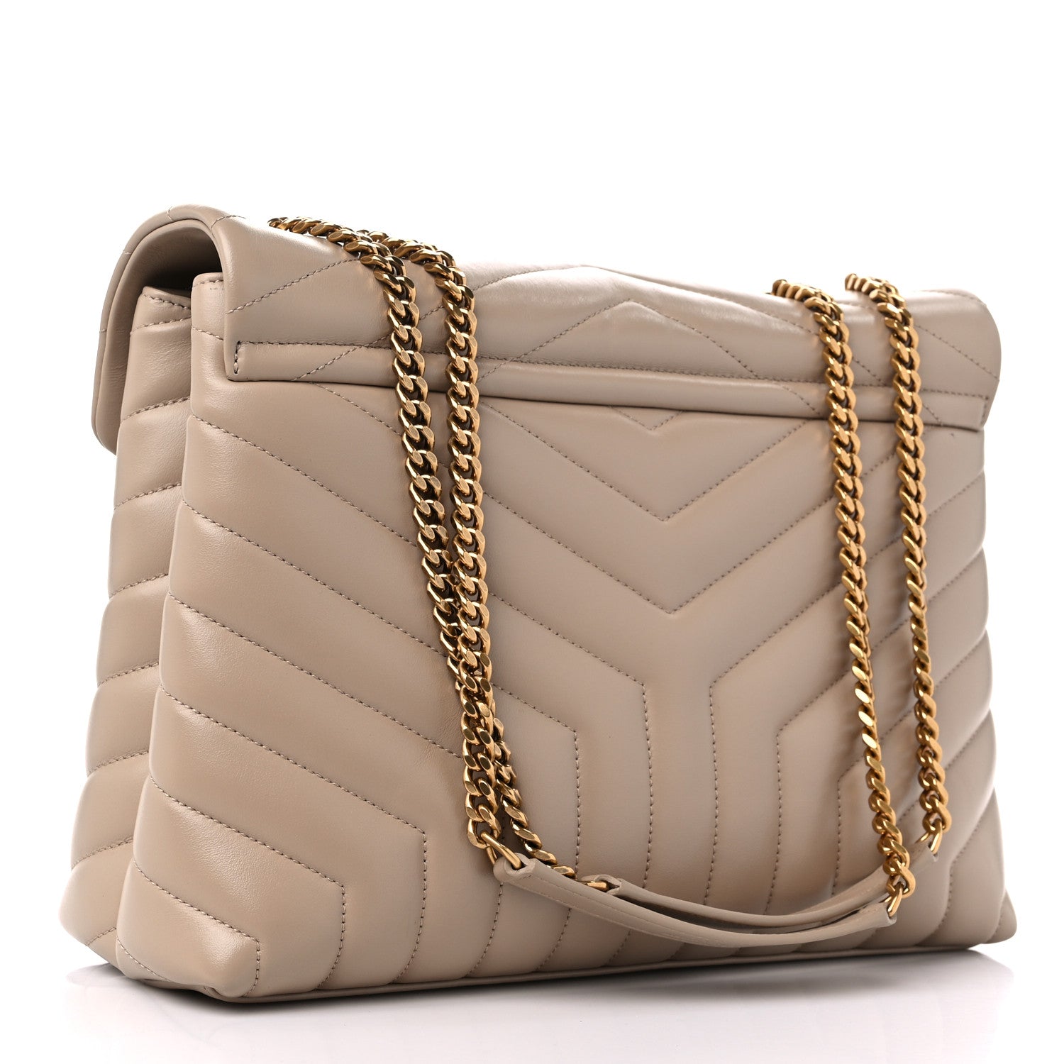 Saint Laurent Calfskin Y Quilted Monogram Medium Loulou Chain Satchel Light Natural 3 of 16
