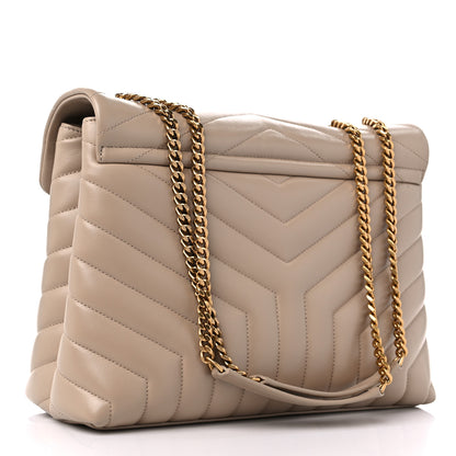 Saint Laurent Calfskin Y Quilted Monogram Medium Loulou Chain Satchel Light Natural 3 of 16