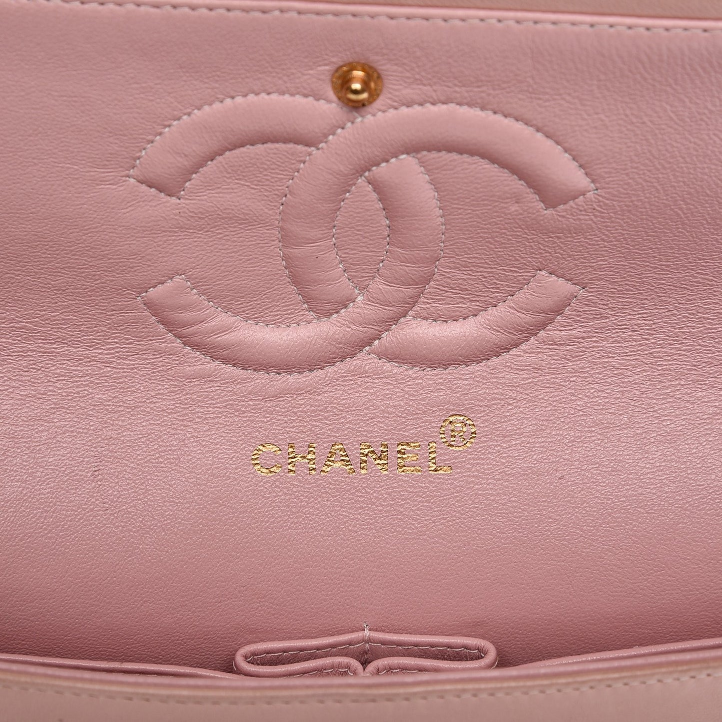 Lambskin Quilted Medium Double Flap Light Pink